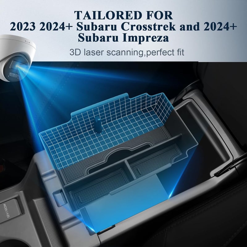 BIBIBO Upgraded for 2024-2026 Subaru Crosstrek Center Console Organizer Tissues Holder 2023-2026 Subaru Crosstrek/2026 Crosstrek Hybrid &2024+ Subaru Impreza Console Insert Tray Tissues Box Crosstrek - Image 3